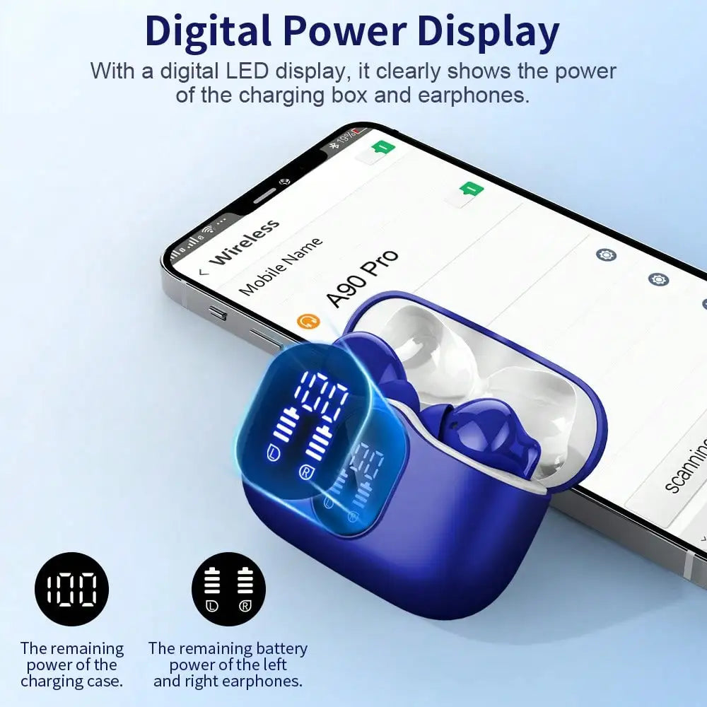 Ordtop Wireless Earbuds Bluetooth Headphones 48H Playtime Ear Buds/With LED Power Display, IPX7 Waterproof Bluetooth 5.4 Earphones