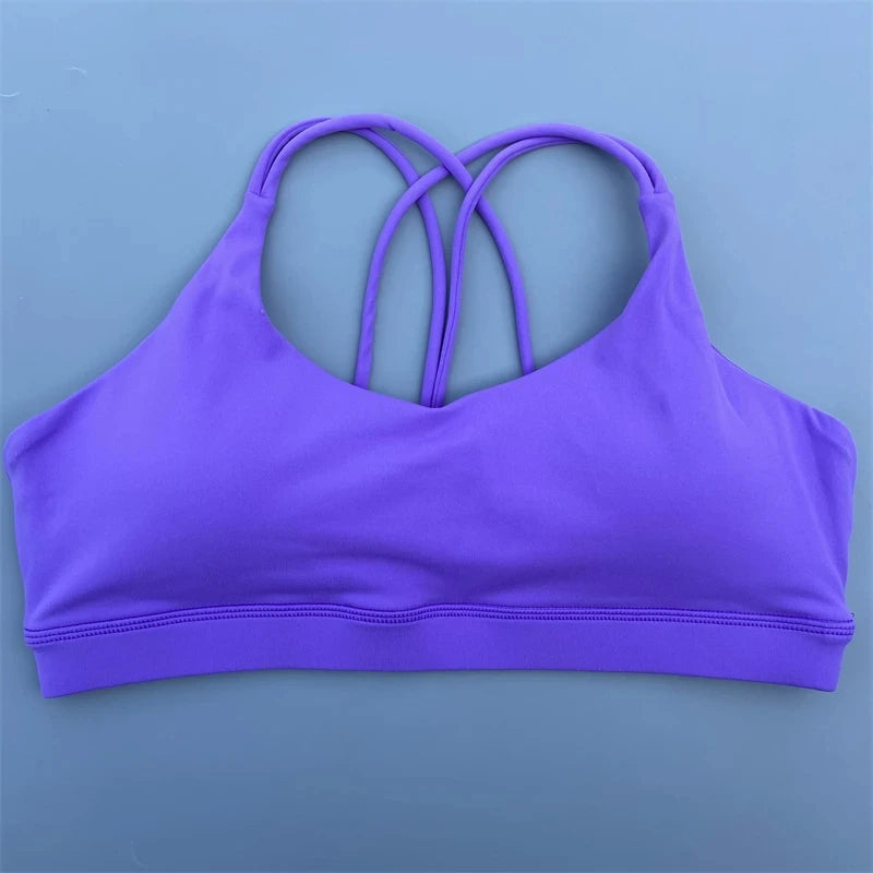 Solid Color Soft High Strength Women Cross Fitness Bra Tight Sport Top/Comprehensive Training Gym Yoga Underwear With Chest Pad