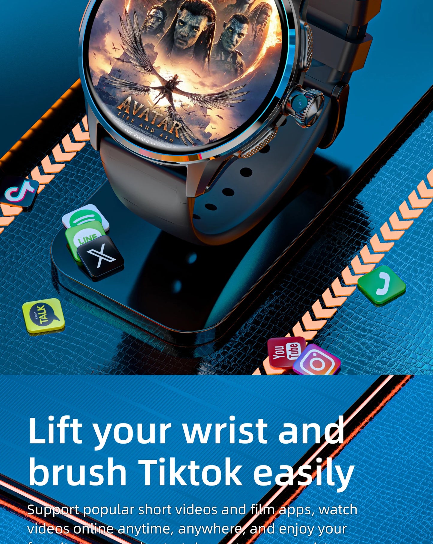 LOKMAT APPLLP 3 Android Smart Watch Amoled Round Screen/Retaining Camera Wifi 4G Watch Phone App Download with Quick Charging