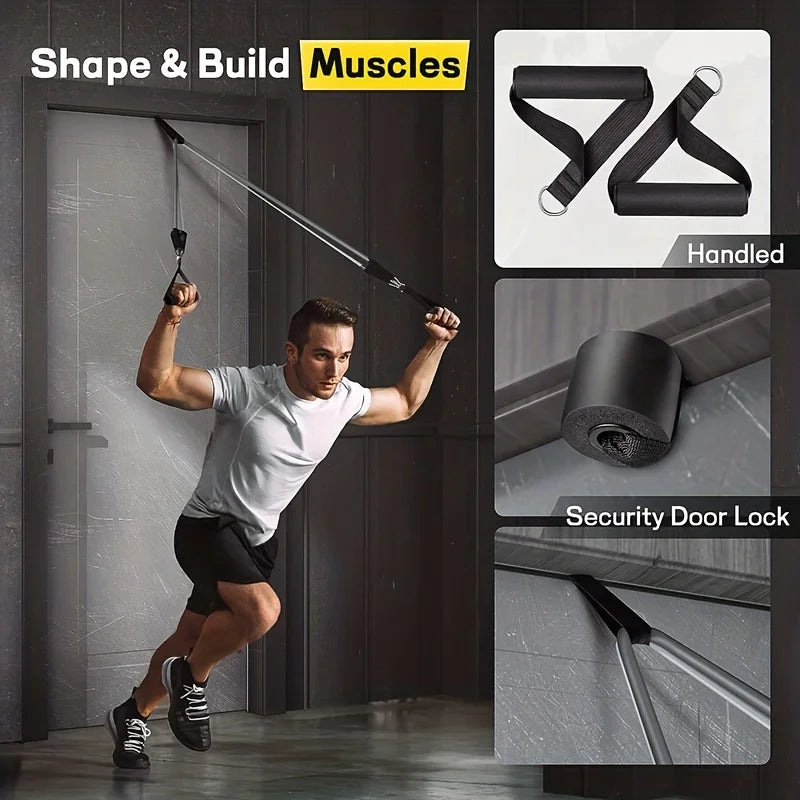 Resistance Bands Set 250lbs Elastic Exercise Bands with Door Anchor Handles/Ankle Straps and Carry Bag Indoor Outdoor Fitness
