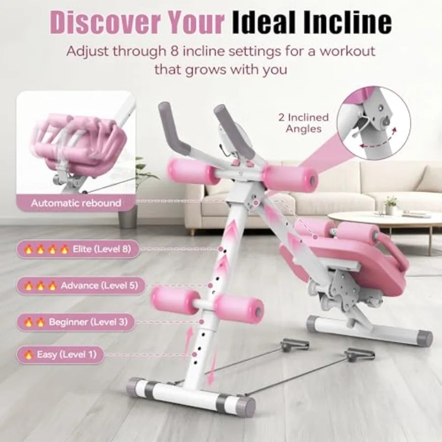 Multifunctional Ab Machine Crunch Sit-Up Core Trainer for Stomach/Ab Workout Adjustable Foldable Exercise Equipment