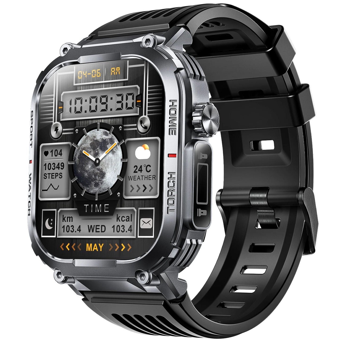 LaNikar New Smart Watch Men 3ATM Waterproof 2.02"S320B With Compass/And LED Flashlight Sports And Fitness Tracking Heart Rate