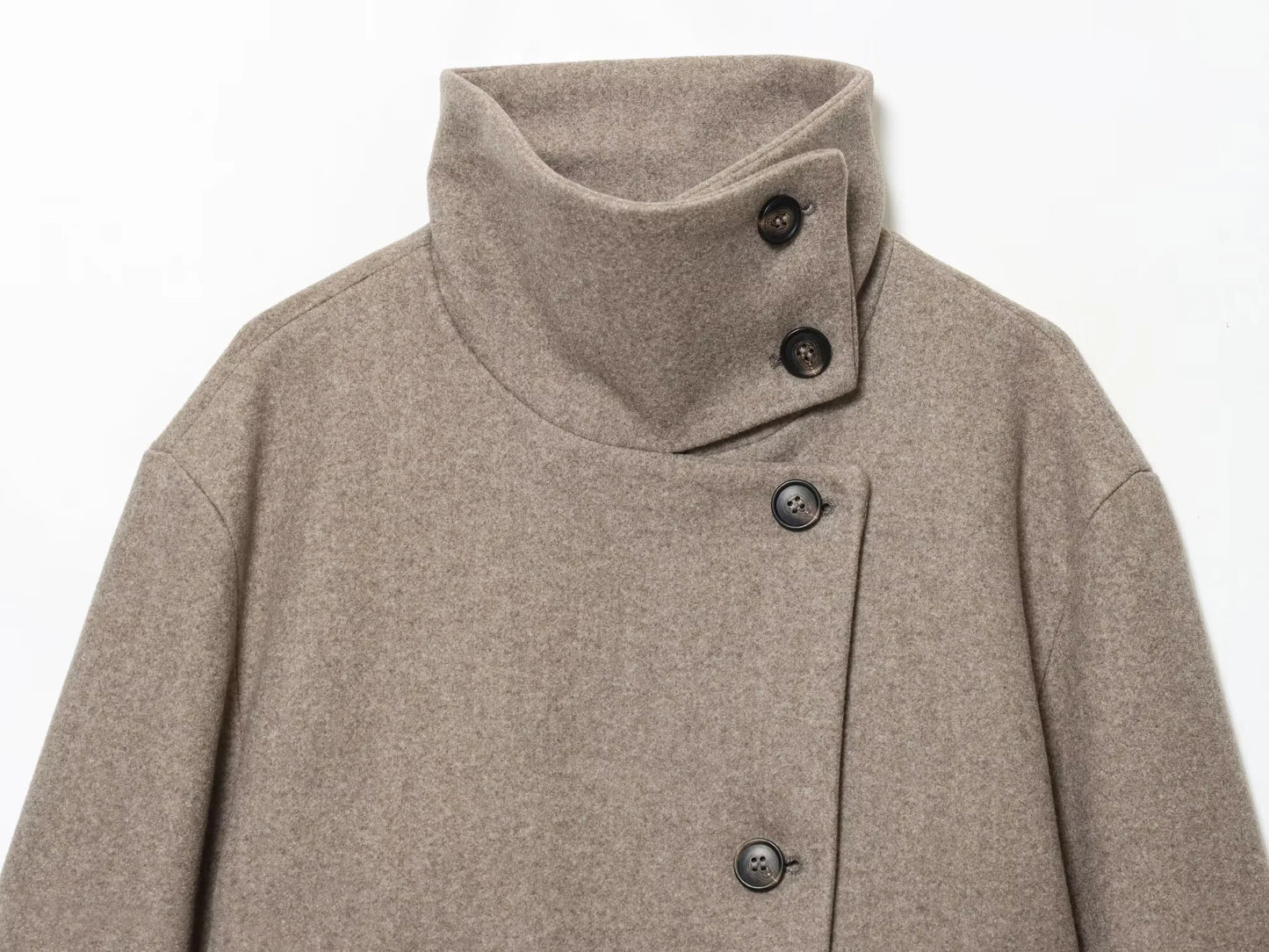 European and American Winter New Women's Loose and Casual Style/Simple Long Sleeve Buckle Stand up Collar Coat