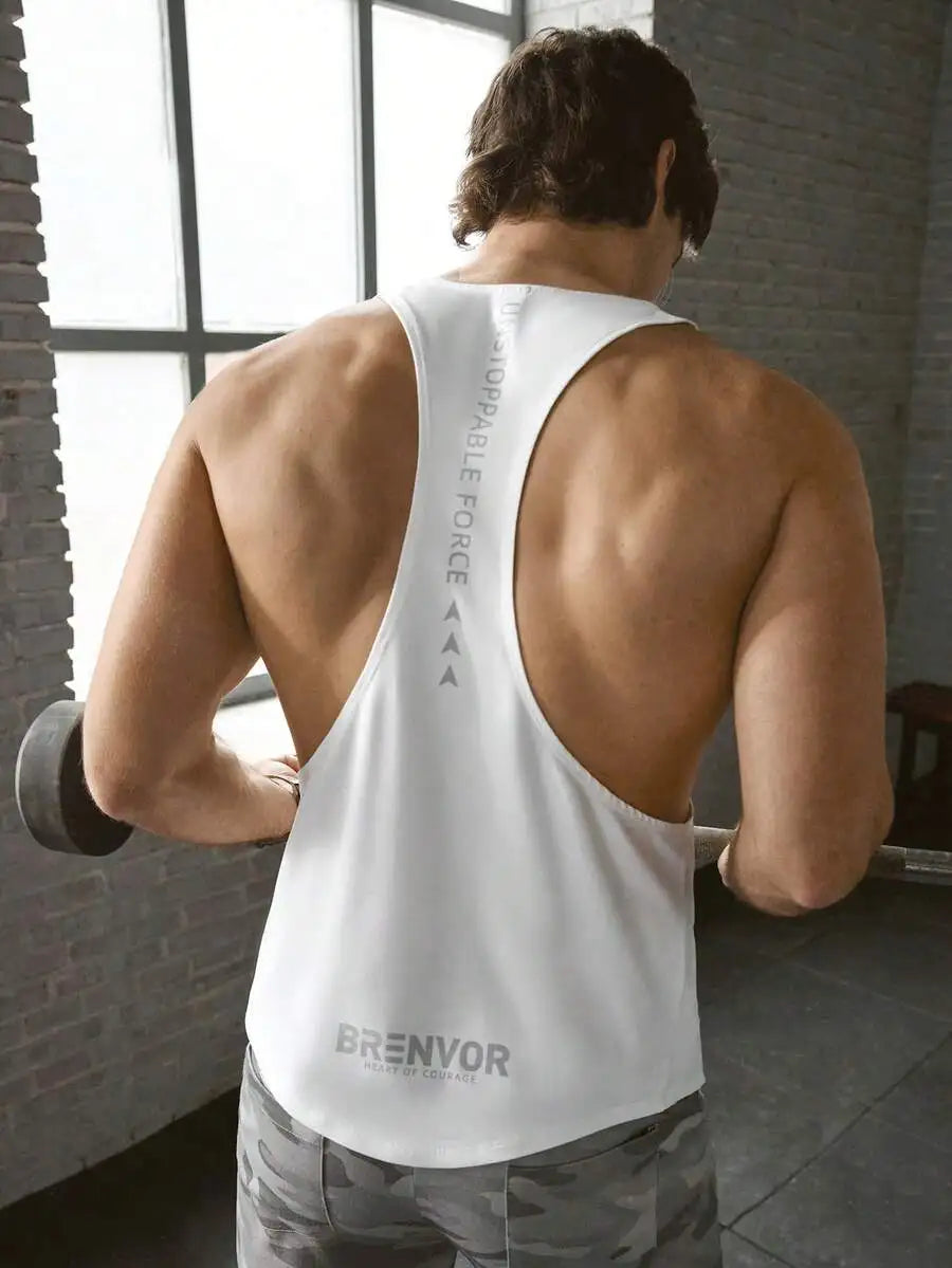 Manfinity VCAY Men's Knitted Fashionable Casual Loose Sleeveless/Tank Top Gym, Summer Streetwear White And Black Compression