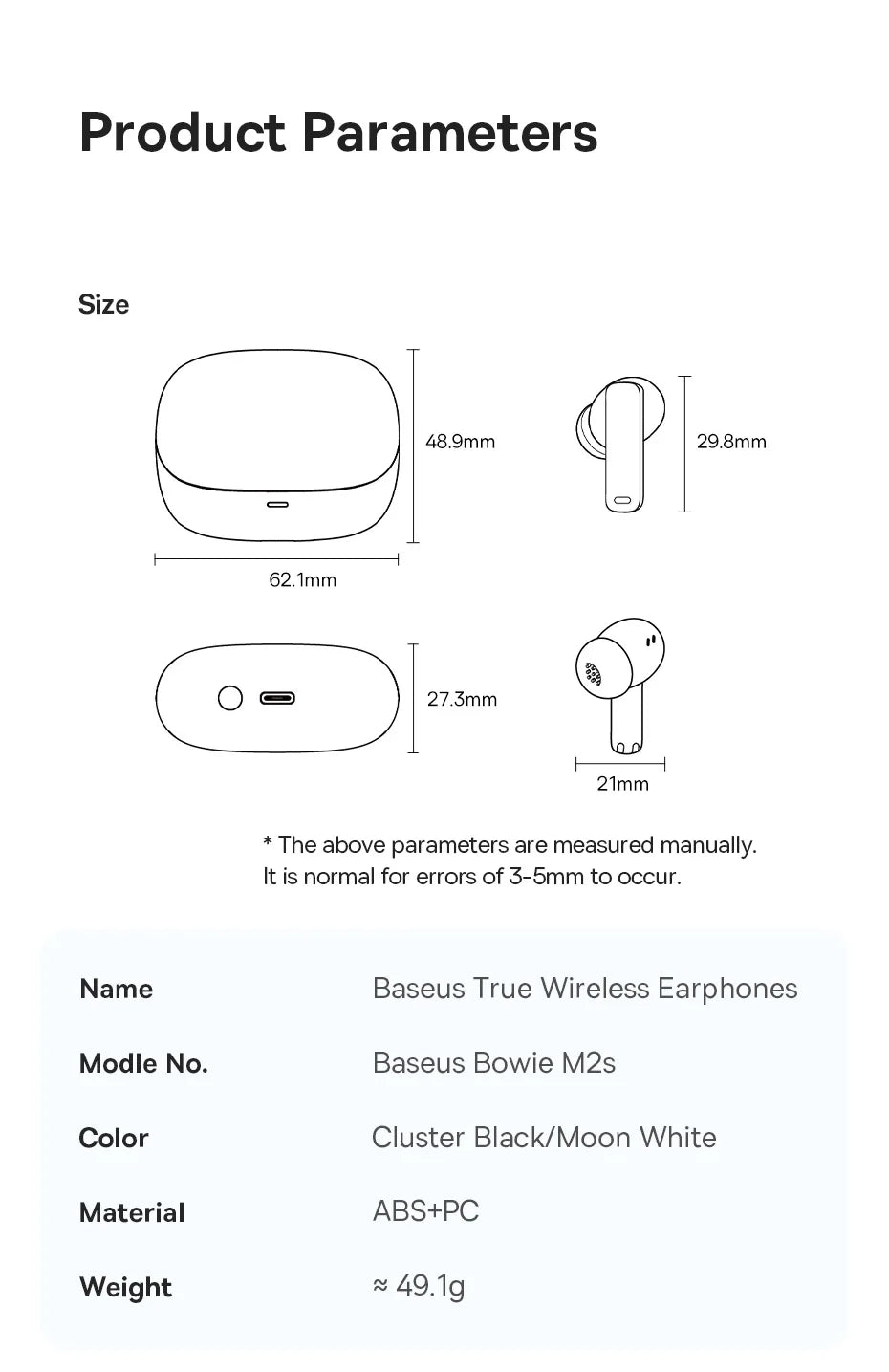 Baseus Bowie M2s Wireless Earphone -48dB Active Noise Cancellation/Bluetooth 5.3 Headphones Support 3D Audio Earbuds