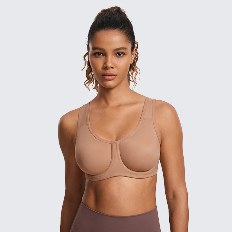 Yoga Sports Bra Women Max Control High Support Plus Size Underwire/Gym Fitness Tops Activewear Breathable Yoga Curve Underwear