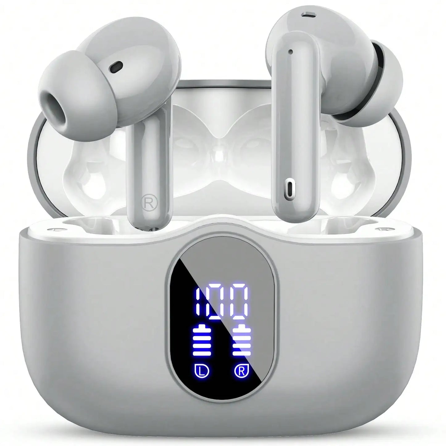 Ordtop Wireless Earbuds Bluetooth Headphones 48H Playtime Ear Buds/With LED Power Display, IPX7 Waterproof Bluetooth 5.4 Earphones