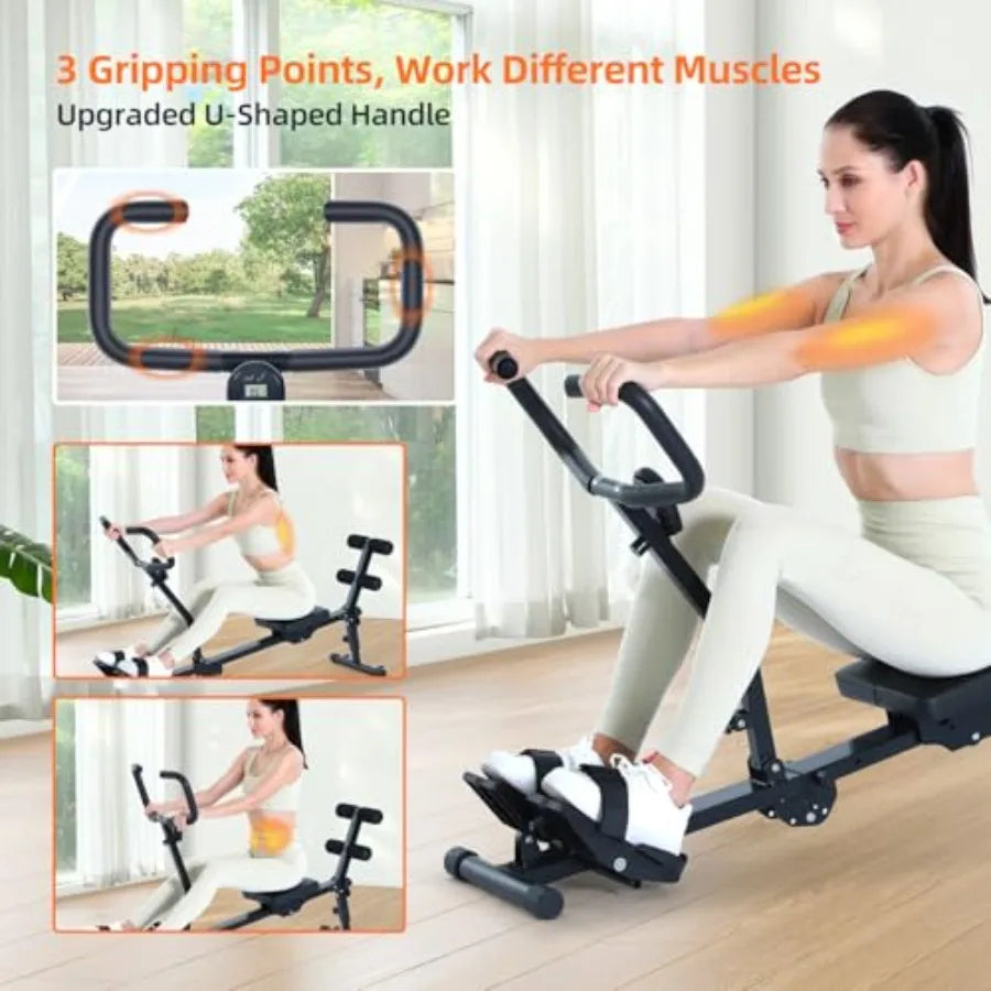 Rower Machine for Home Foldable Hydraulic Rowing Machine/with 12-Level Resistance Multi Functional Row Machine