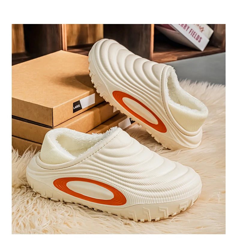 New Fashion Cotton Men's Slippers Winter Warm Plush Men Slides/Waterproof Men Indoor Outdoor Men's Warm Shoes