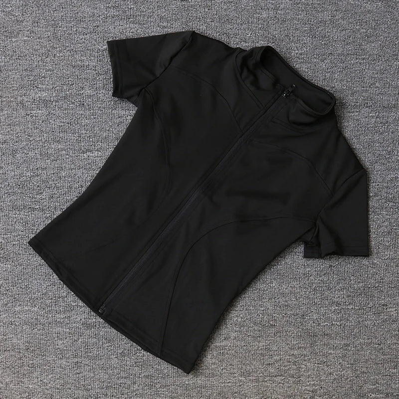 Women sport wear Slim Fit Polyester Quick-drying Full Zip/Outdoor Fitness Running Tights Short Sleeves Women's Yoga Wear