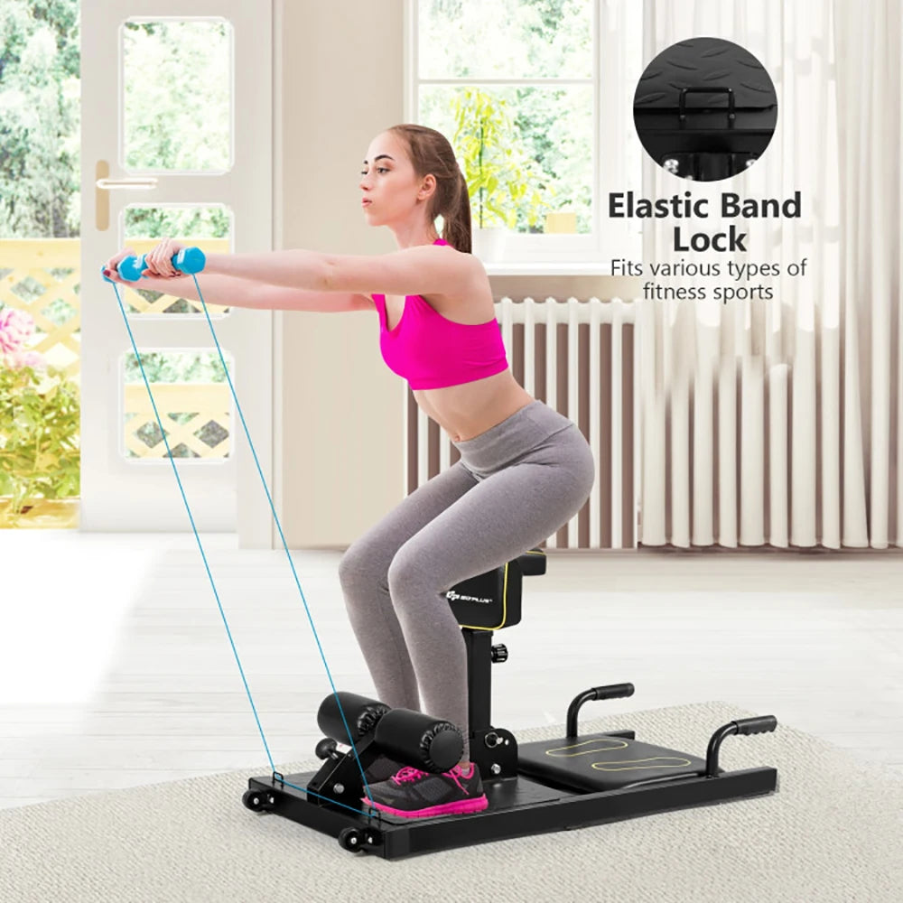 8-in-1 Home Gym Multifunction Squat Fitness Machine with Anti-Skid Foot Pads/and Handle 9 Levels Height Adjustable Squat Machine