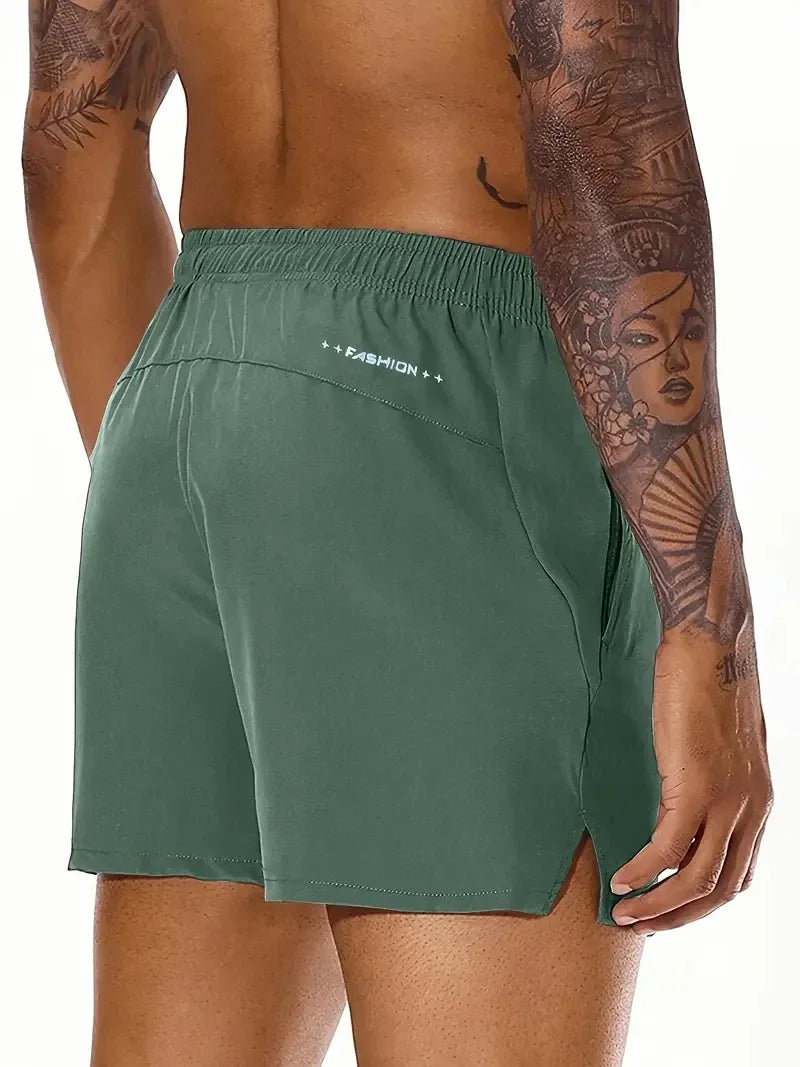 Men New Summer Beach New Models Solid Color Fashion/Leisure Comfortable Elastic Waist Double Pockets Cool Sports Shorts