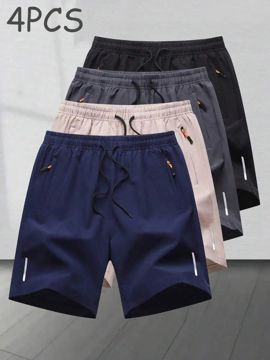 4pcs/Set Men's Casual Sports Shorts Loose Running Fitness/Training Breathable Bermuda Shorts Outdoor Beach Pants