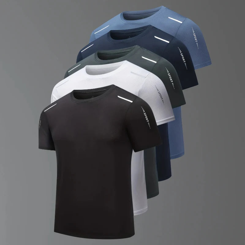 4/1 Pcs Men's Summer Multicolor Quick-drying Sports Short Sleeve/Loose Breathable Fitness Running Badminton T Reflective Strip