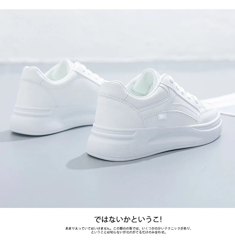 Outdoor Women Walking Shoes Skateboarding Shoes Women Sneakers/PU Leather Lace-Up Breathable Jogging Casual Sneakers