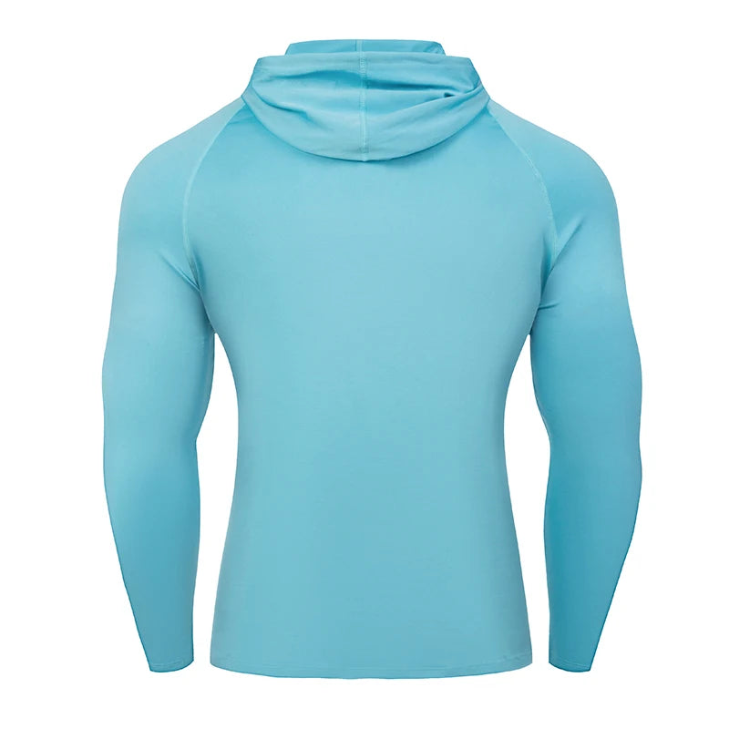 Running Long Sleeve T Shirt Men Sportswear Hooded T-shirt Elastic/Gym Fitness Male Tops Tee Training Sport Tracksuit Men