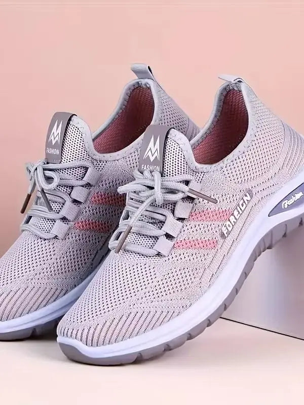 Women's Breathable Knit Walking Shoes Soft Cushion/Non Slip Lace Up Sneakers Lightweight Comfort Casual Daily Sports Shoes
