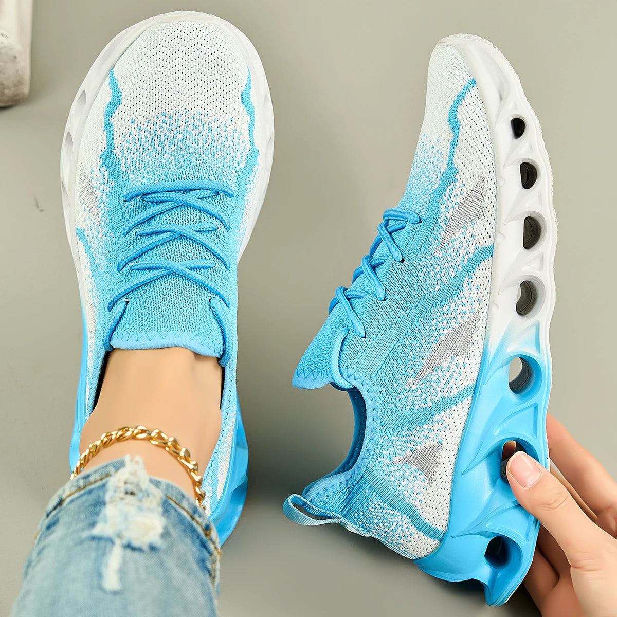 Women's running shoes lightweight mesh breathable and comfortable/flat soft tennis sports shoes for women