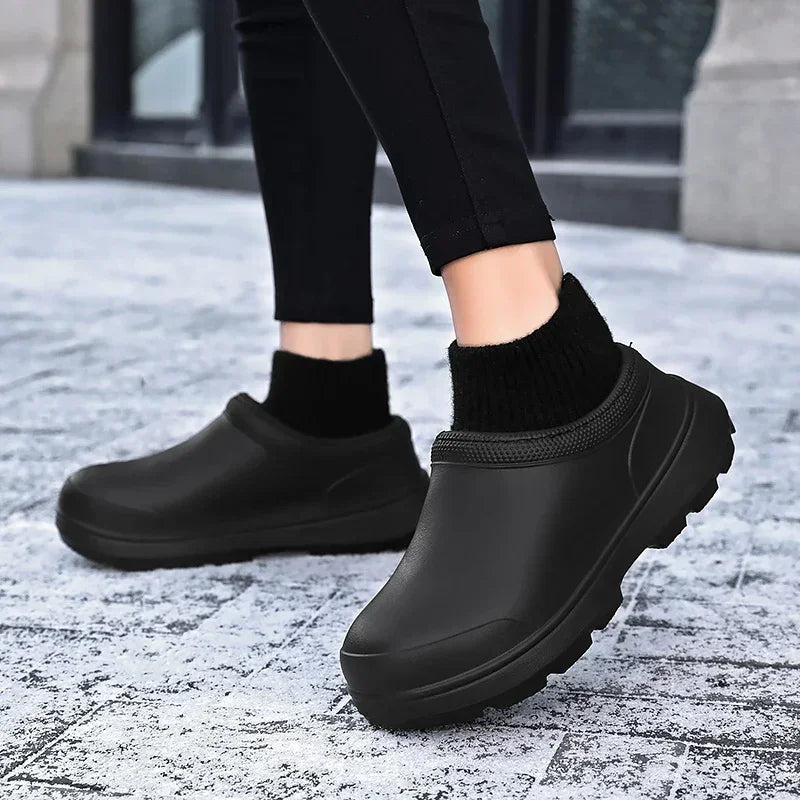 Winter Warm Kitchen Non-slip Waterproof Restaurant Working Shoes/Eva Chef Cotton Slippers Size 36-47