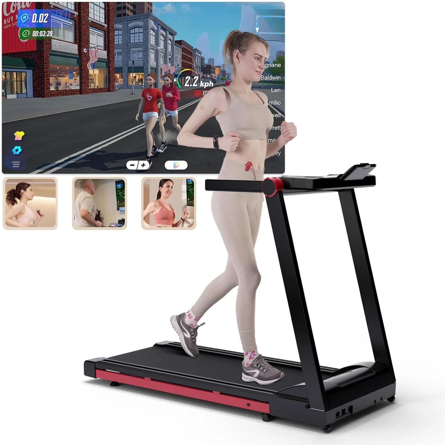 3.5HP Foldable Treadmill 350lbs Adjustable 6% Incline Walking pad/for Home/Office LCD APP Data Treadmills 10MPH Exercise Machine