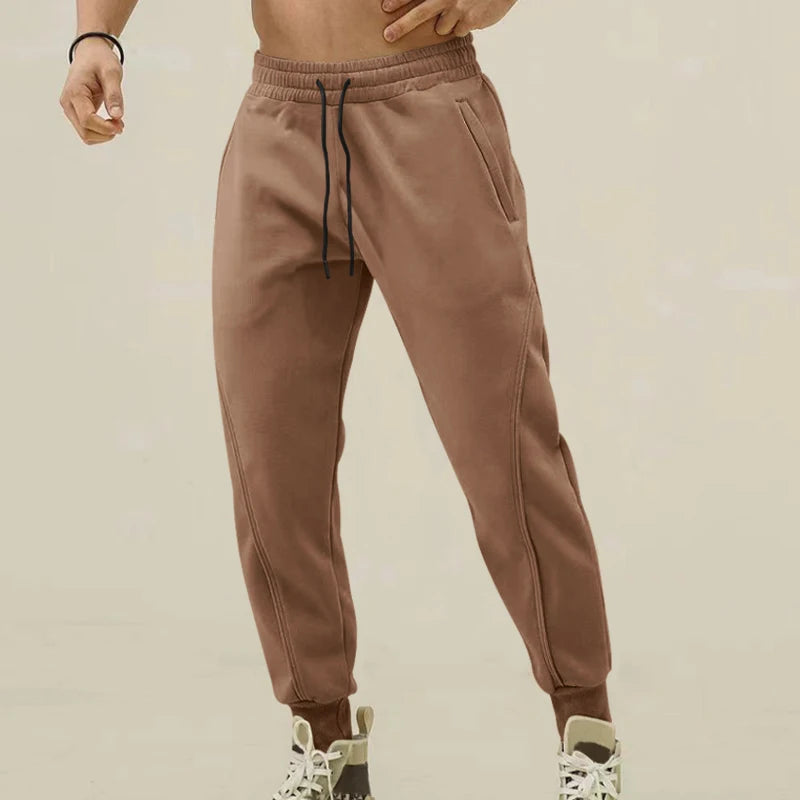 Loose Fit Mens Solid Joggers - Soft Slight Stretch Drawstring/Polyester Pants for Outdoor Sports and Casual Wear