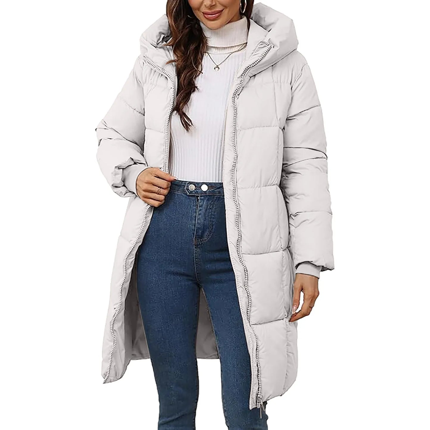 Winter Parkas Women's Down Cotton-Padded Jacket Long Coats/Hooded Overcoat Thicken Warm Slim Outerwear Female Casual Coats