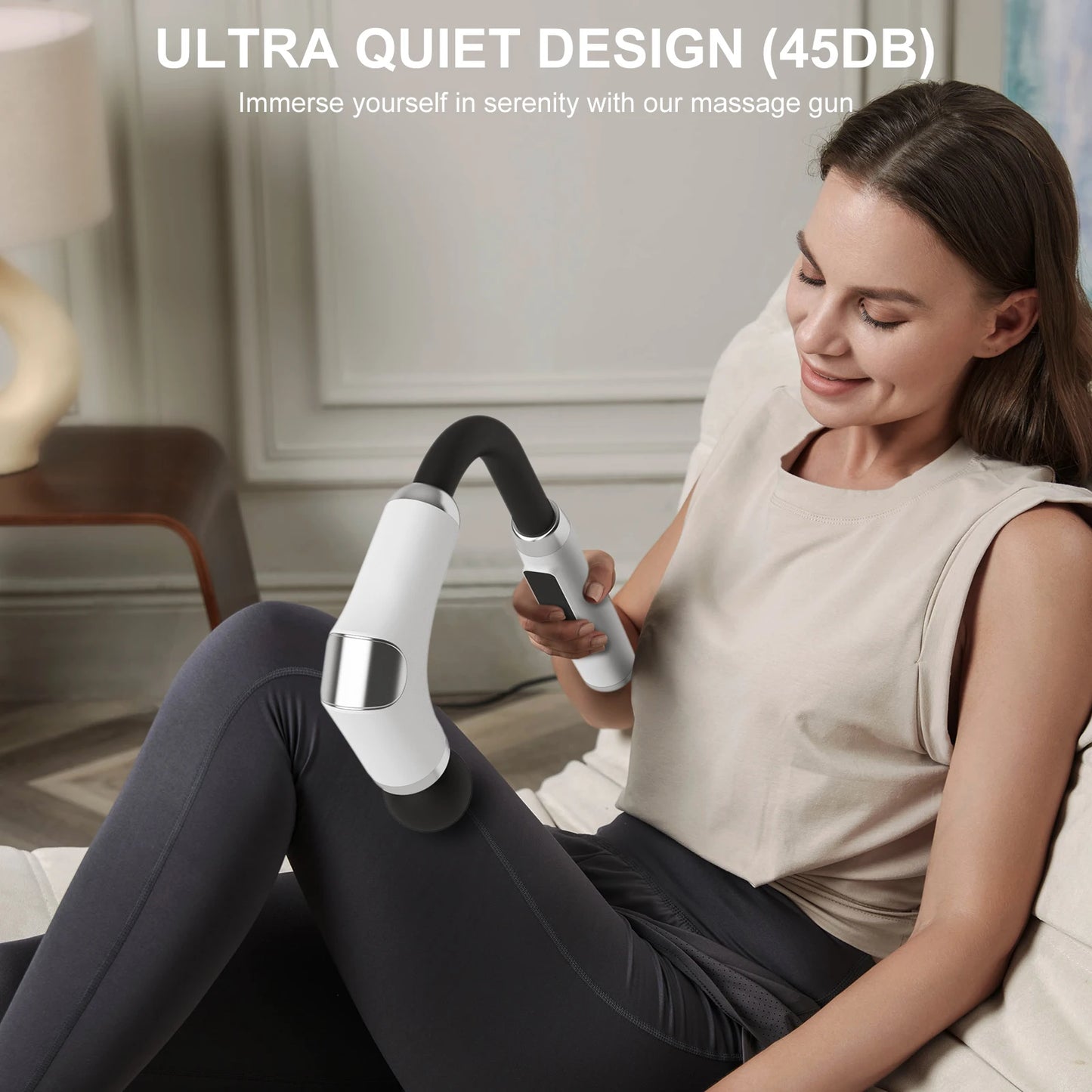 New 8-in-1 Long-Handle Massage Gun. Relieves Back and Full-Body Muscle Tension/6 Speeds & 3 Massage Modes for Deep Tissue