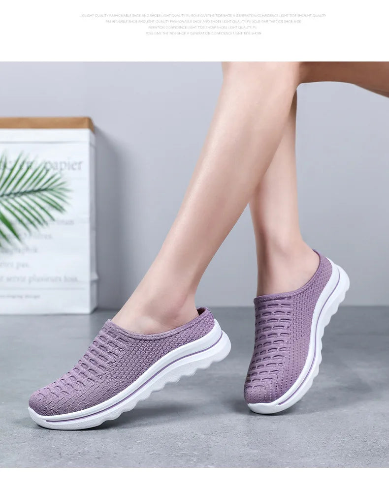 Women's Summer Breathable Commute Half Drag Shoes Soft Sole/Lightweight Slip On Casual Comfortable Odor-Resistant