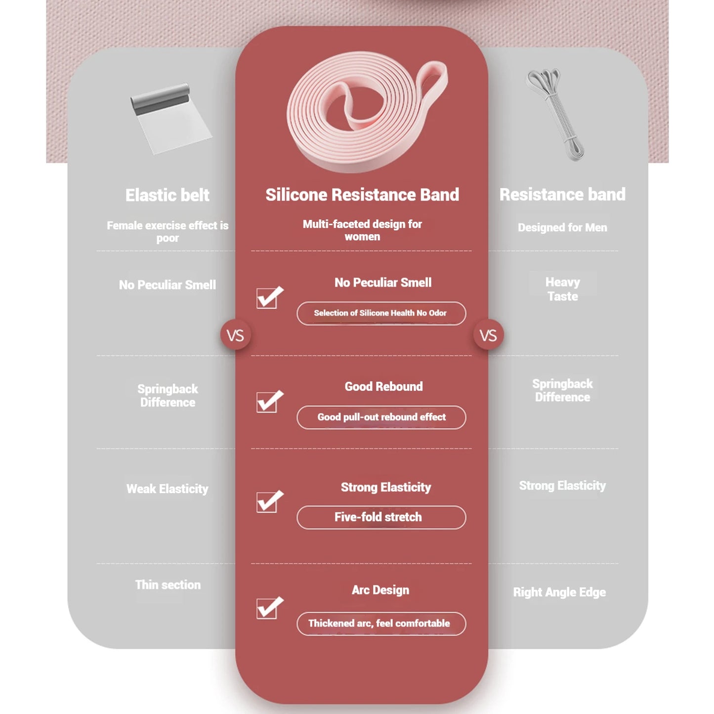 WOSWEIR-Ladies Silicone Fitness Stretch Band for Yoga Resistance Training/Tensile Stretching Pull-Up Assisted Exercise Band