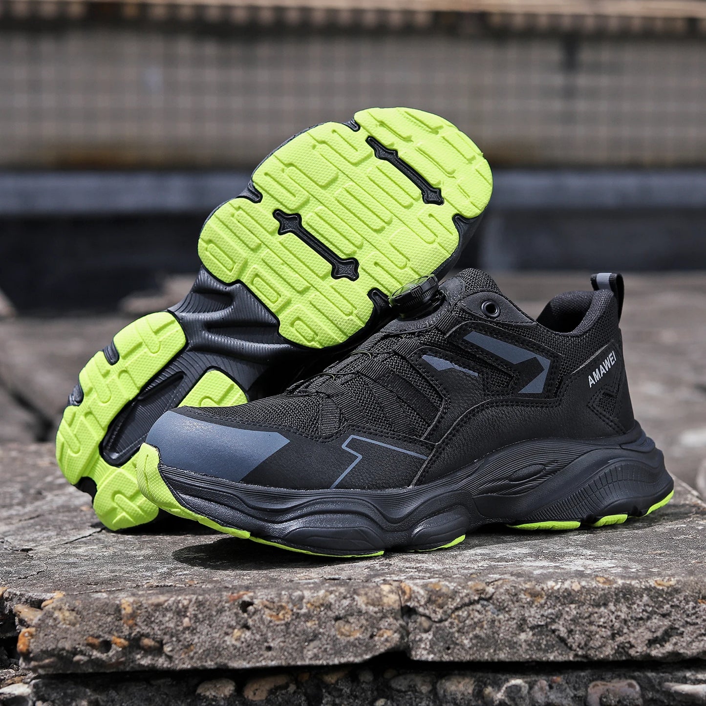 Rotating Button Steel Toe Safety Shoes for Men Lightweight/Work Sneakers Puncture Proof Work Shoes Construction Safety