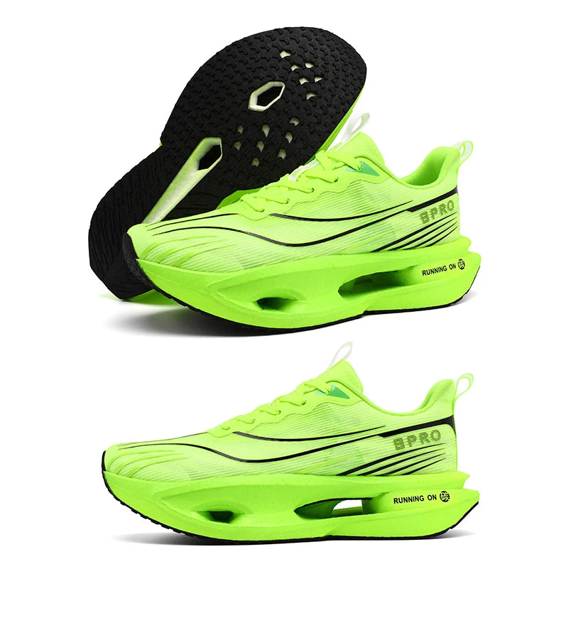 Men Breathable Mesh Comfortable Sports Shoes Fashion Color-Block/Sneakers Carbon Plate Support Light Rebound Running Shoes