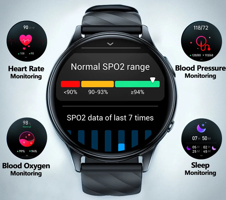 KUMI GW5 Smart Watch 1.39" HD Display Fitness Tracker/IP68 Waterproof Heart Rate SpO2 Monitor 100+ Sports Modes