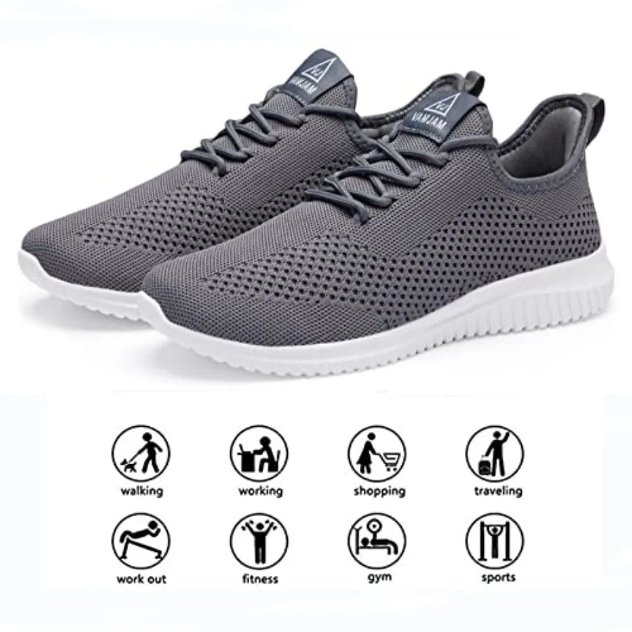 VAMJAM Men's Running Shoes Ultra Lightweight Breathable Walking Shoes/Non Slip Athletic Fashion Sneakers Mesh Workout Shoes