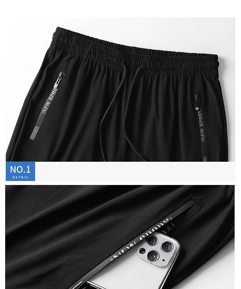 Summer Men Casual High end Ice Silk Pants Sports Pants/Quick-Drying Men's Trousers Sweatpants Male Elastic Plus Size 8xl 7xl 6xl