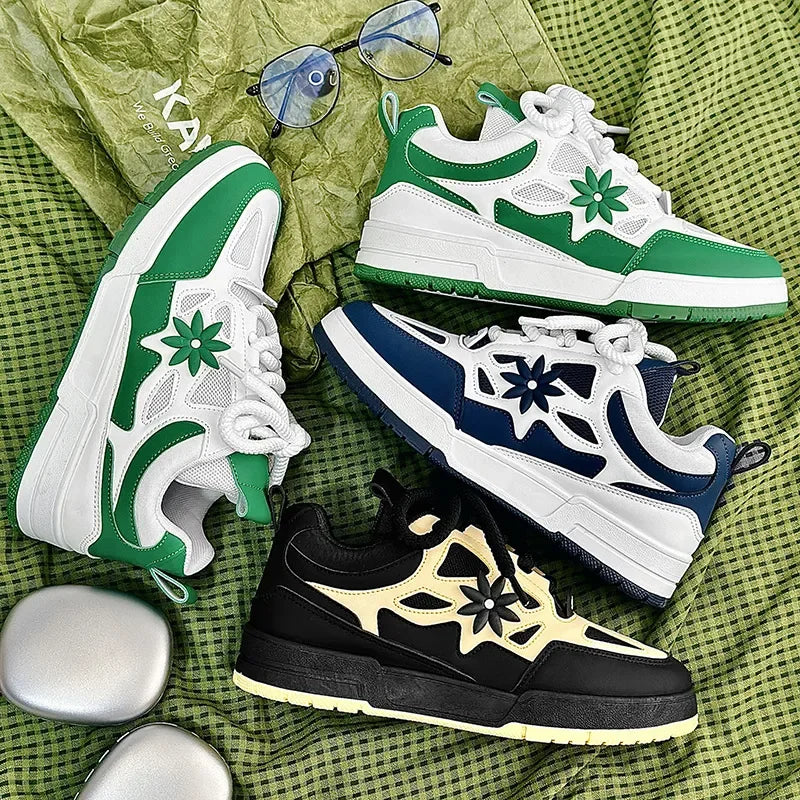Designer shoe men's casual shoes black yellow white/blue green mesh leather outdoor sports sneakers trainers