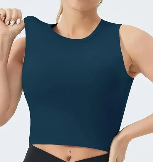 THE GYM PEOPLE Women's Sleeveless Sports Bra with Removable Pads/Medium Support Crop Top in 4-Way Stretch Fabric Perfect for Workout