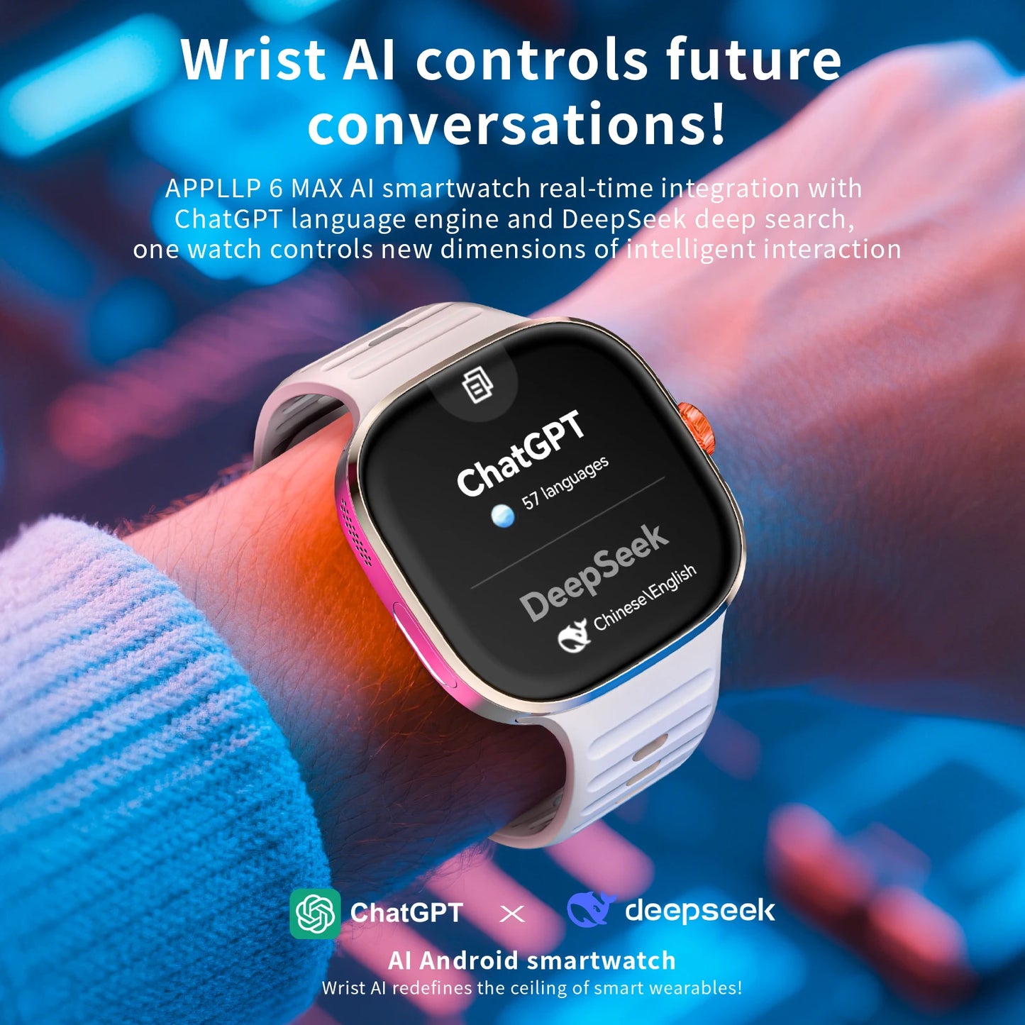 LOKMAT New APPLLP 6 MAX Android Smart Watch Phone Amoled Touch/Screen Rotating Camera AI Translation Function