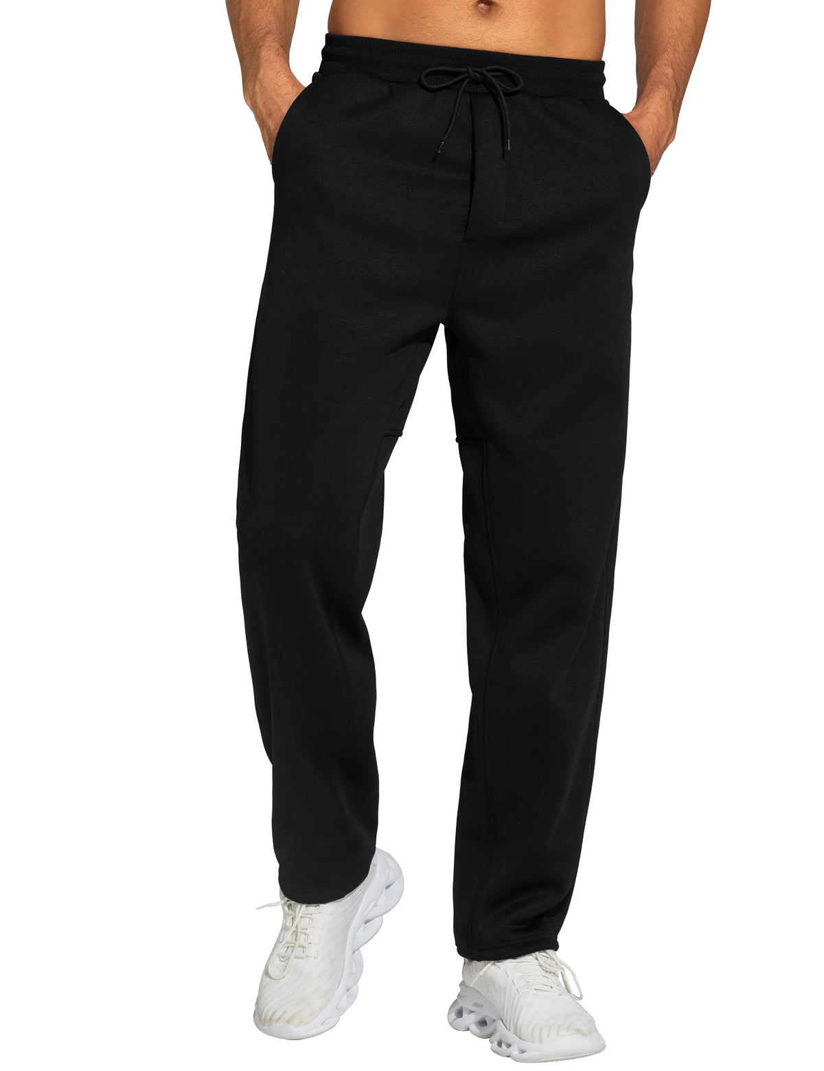 THE GYM PEOPLE Men's Baggy Sweatpants Fleece Drawstring/Straight Leg Open Bottom Workout Pants with Pockets