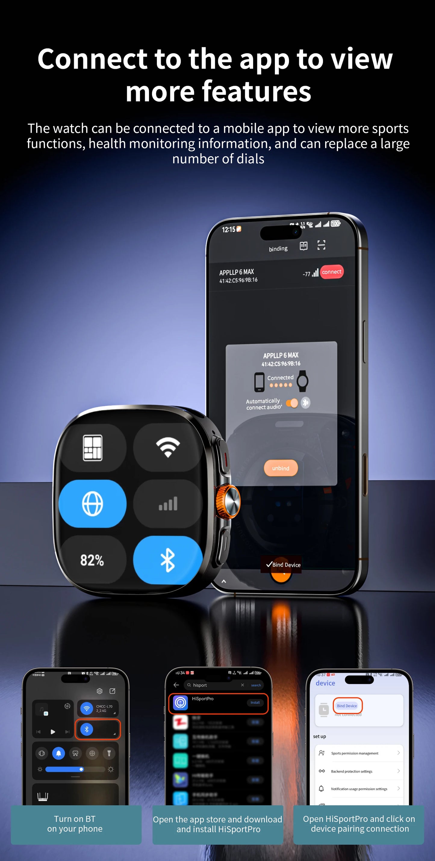 LOKMAT New APPLLP 6 MAX Android Smart Watch Phone Amoled Touch/Screen Rotating Camera AI Translation Function