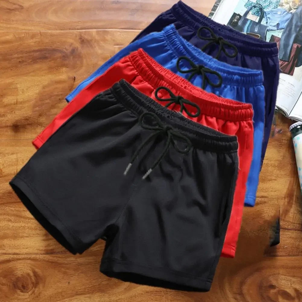 Men's Sports Shorts Elastic Waist Drawstring Gym Short Pants/Solid Drawstring Waist Outdoor Shorts Running Shorts