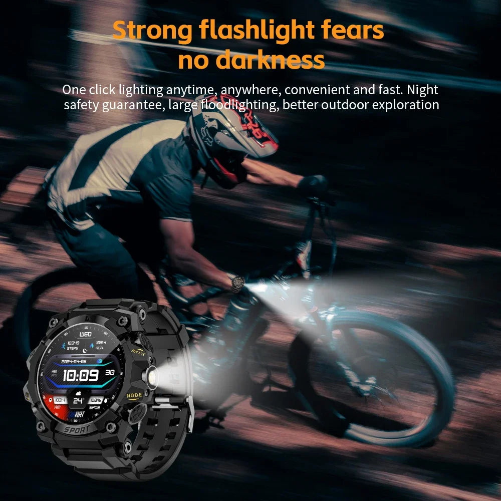 LOKMAT New Rugged Smart Watch Bluetooth Calls Wristband/Fitness Tracker Flashlight Message Push Heart Rate Monitor for Phone