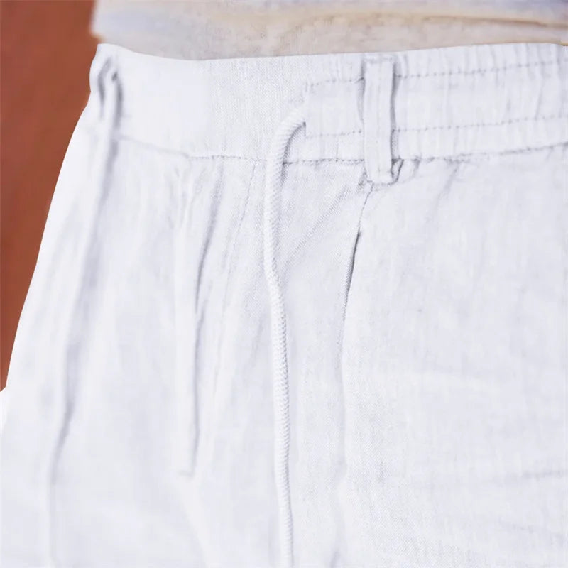 Men s Lightweight Linen Trousers with Adjustable Drawstring/Waistband and Straight Leg Design for Comfortable Summer Wear