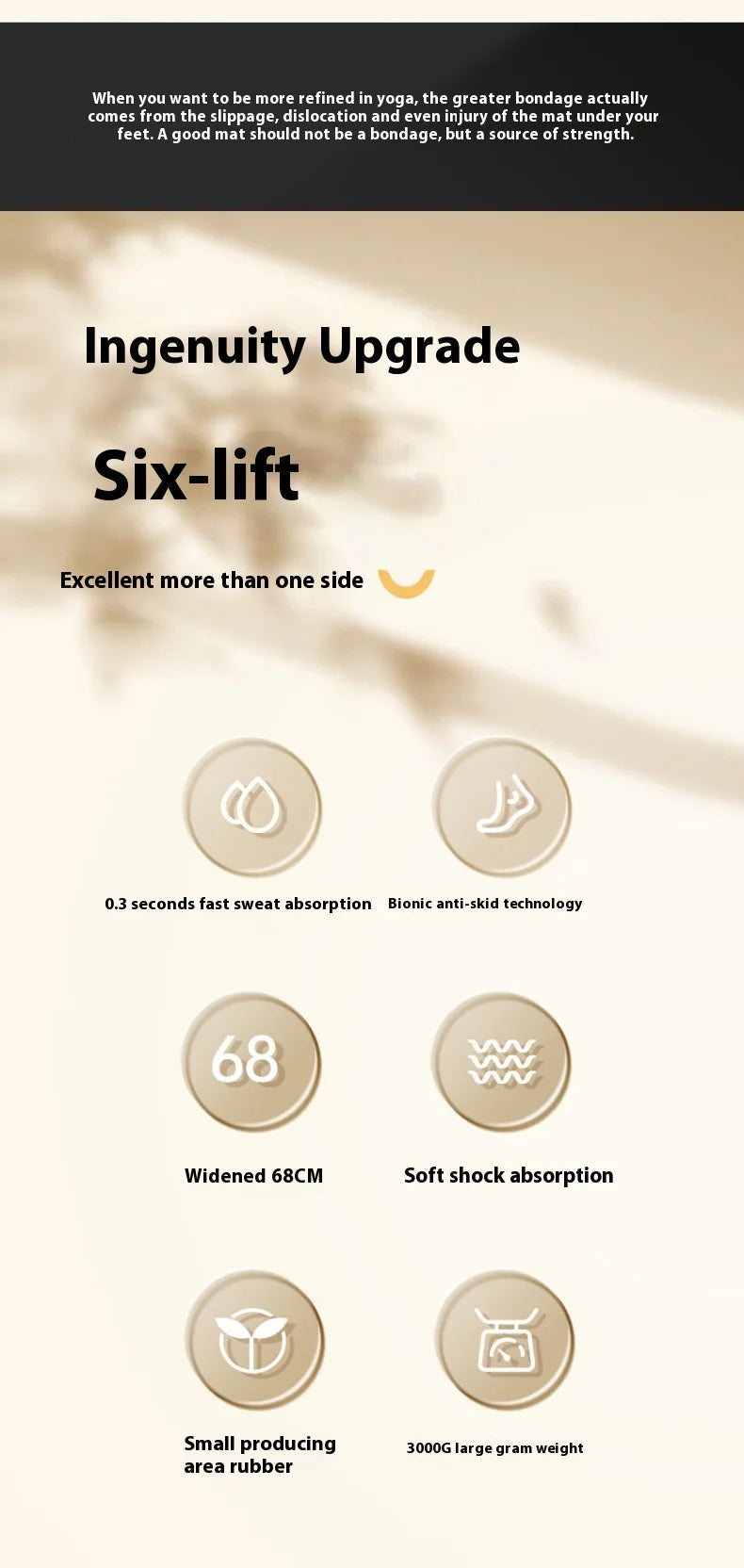 ‌Natural Rubber & PU Professional Yoga Mat Anti-Slip/Sweat-Absorbing Silent Shockproof Fitness Mat for Home ‌