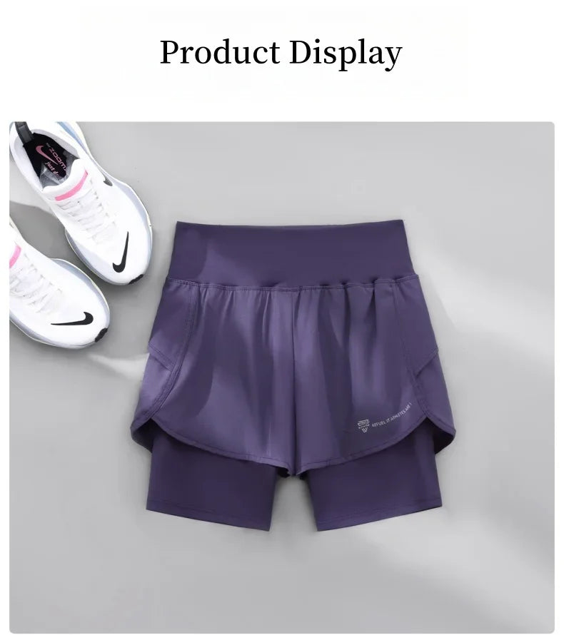 Women Running Shorts 2 In 1 Quick Dry High Waist Summer Shorts/With Pocket Lightweight Cycling Clothes Athletic Wear
