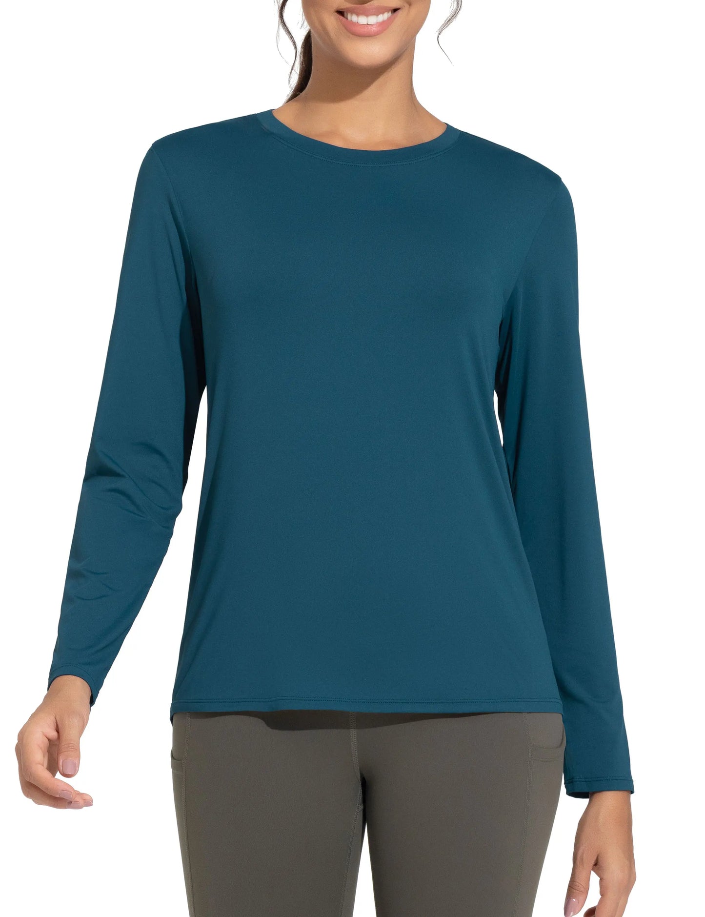 THE GYM PEOPLE Women's Ultra Soft Long Sleeve/Workout Shirts Basic Crewneck Athletic Running Tops