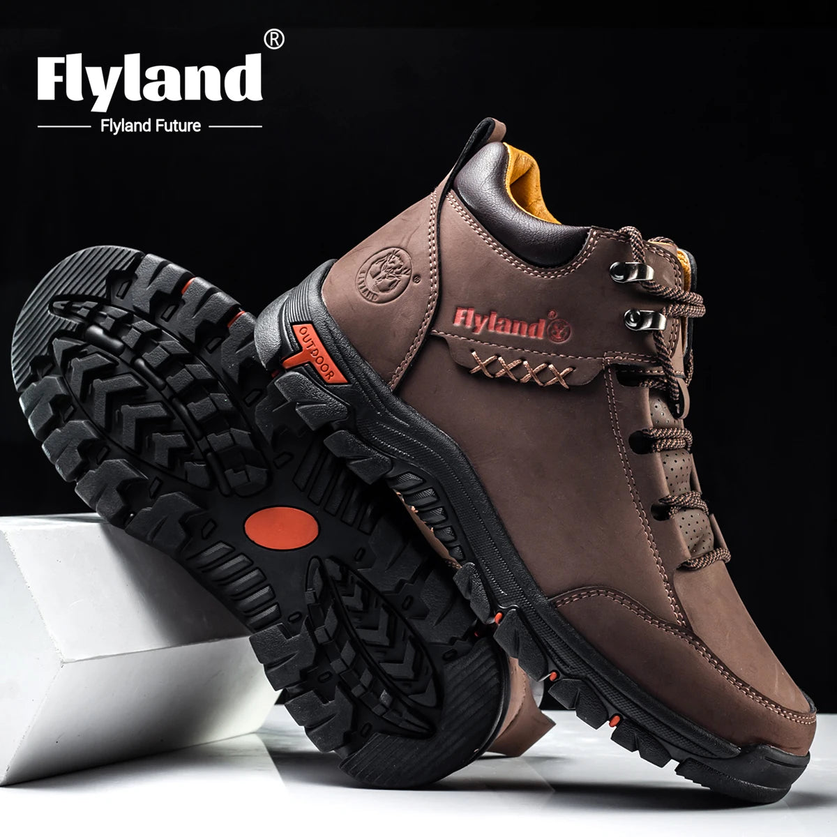 FLYLAND Men's Chukka Boots, Vintage Classical Top/Layer Cowhide Leather, Casual Work Office Shoes Daily