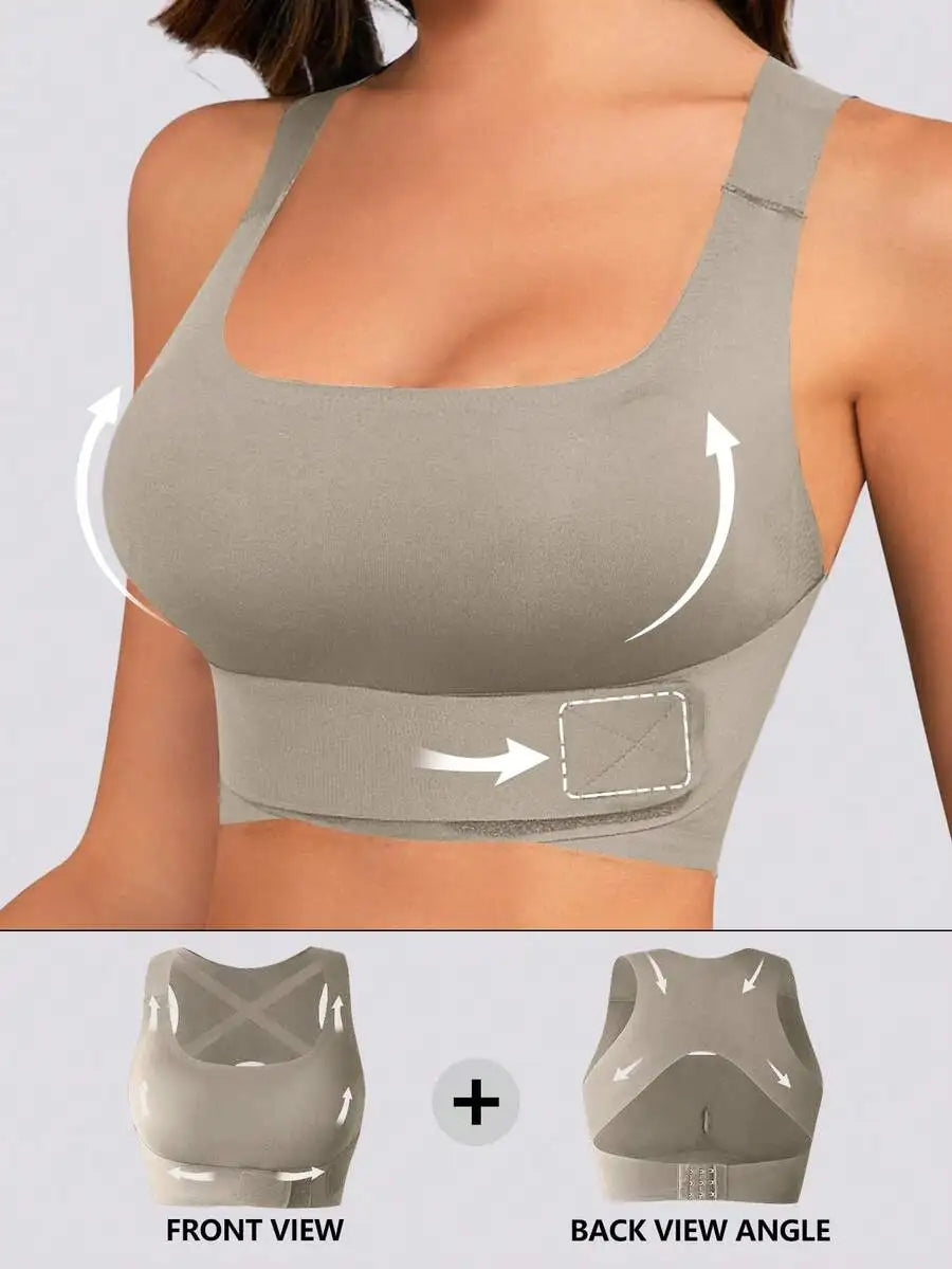 1pc 4-Season Posture Corrector & Lift Bra Front Closure Seamless/3-In-1 Sports Bra With Removable Pads Casual Outerwear Vest