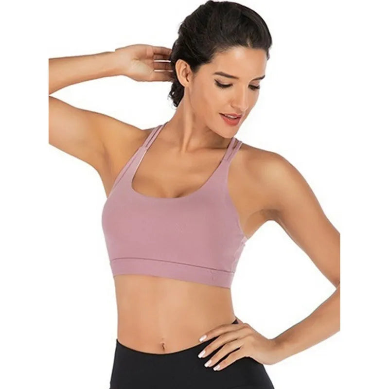 Vest Yoga Top Sports Bra Back Cross Solid Color/Fine Belt Sports Exercise Bras Women's Wear