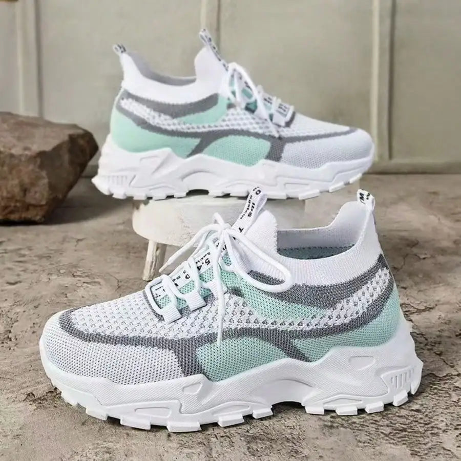 Breathable Mesh Chunky Platform Sneakers Women Lightweight/Casual Shoes Lace Up Non-slip Shoes For Streetwear