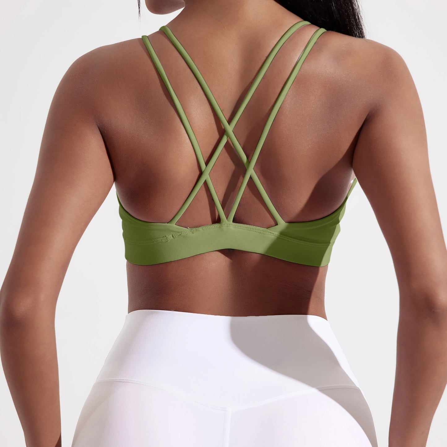 Solid Color Cross Fitness Bra Soft High Strength Women Tight Sport Top/Comprehensive Training Gym Yoga Underwear With Chest Pad